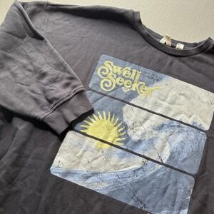 Roxy Women's Morning Hike Crew Neck Surf Girl Sweatshirt Size XL Blue Graphic